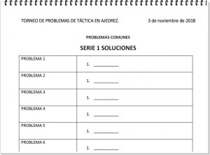 hoja resultados problemas ajedrez